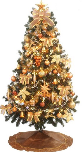 ゴージャスなシャンパンゴールドのクリスマスツリーセット 